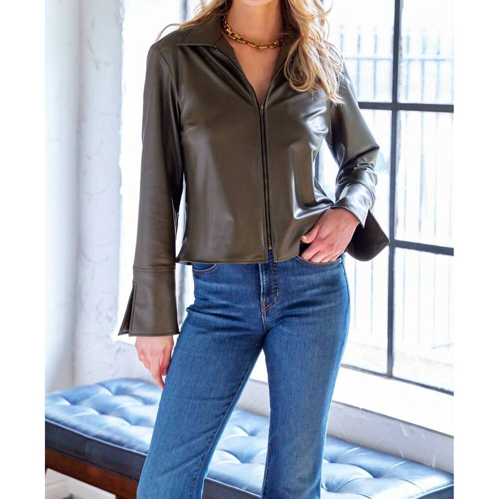 NEW FINLEY campbell vegan leather jacket in mousse